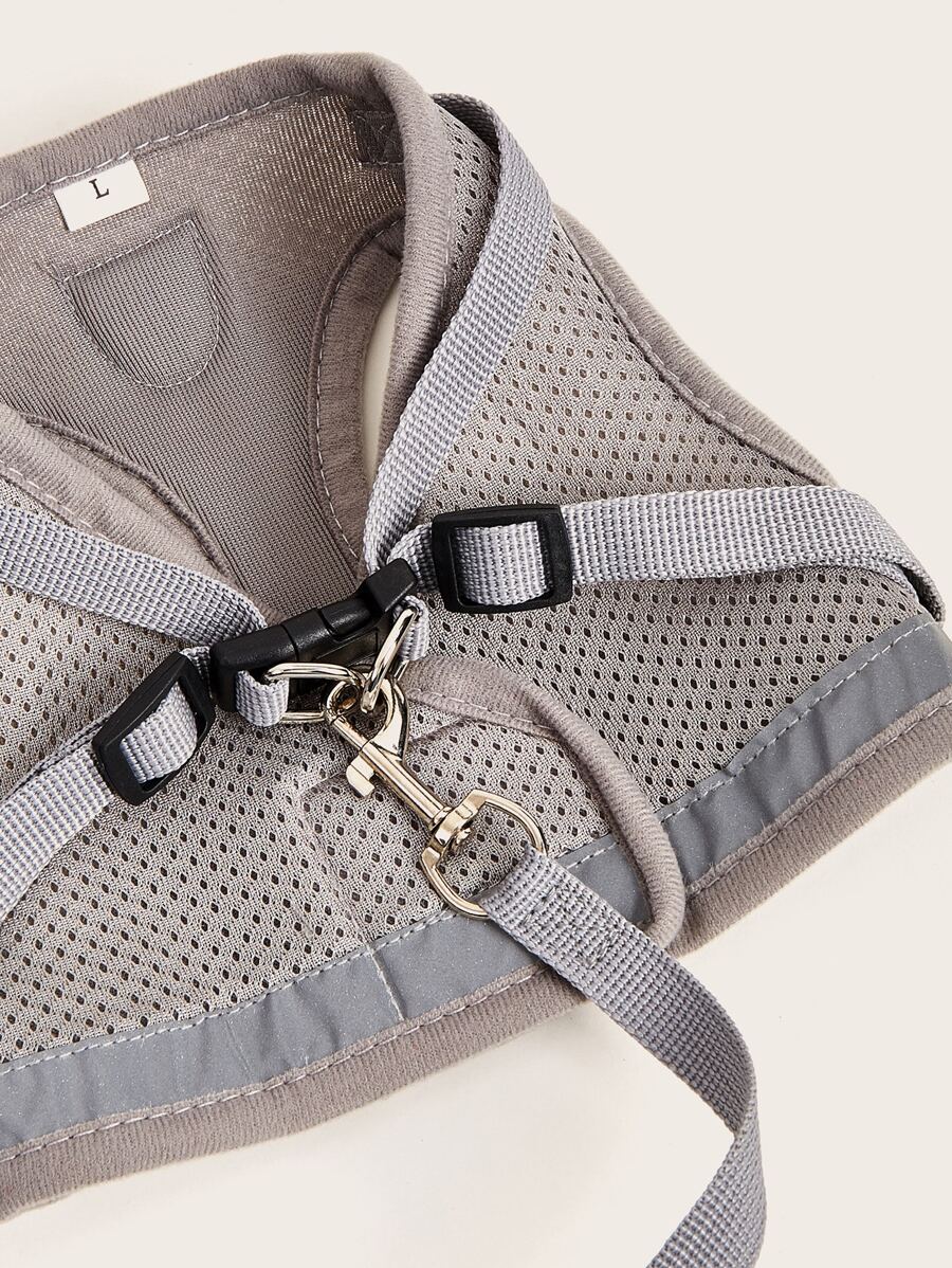 1set Breathable mesh with reflective strips pet Leash & Harness Set for outdoor