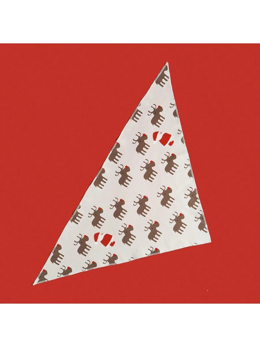 1pc Pet Christmas Deer Gingerbread Print Bib Bandana, Suitable For Cats & Dogs Christmas Holiday Decorative Costume