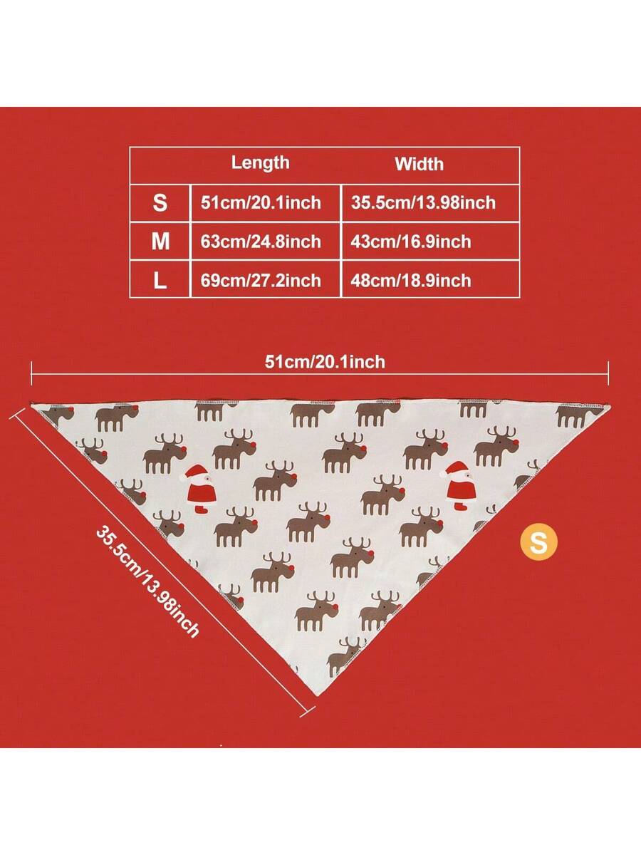 1pc Pet Christmas Deer Gingerbread Print Bib Bandana, Suitable For Cats & Dogs Christmas Holiday Decorative Costume