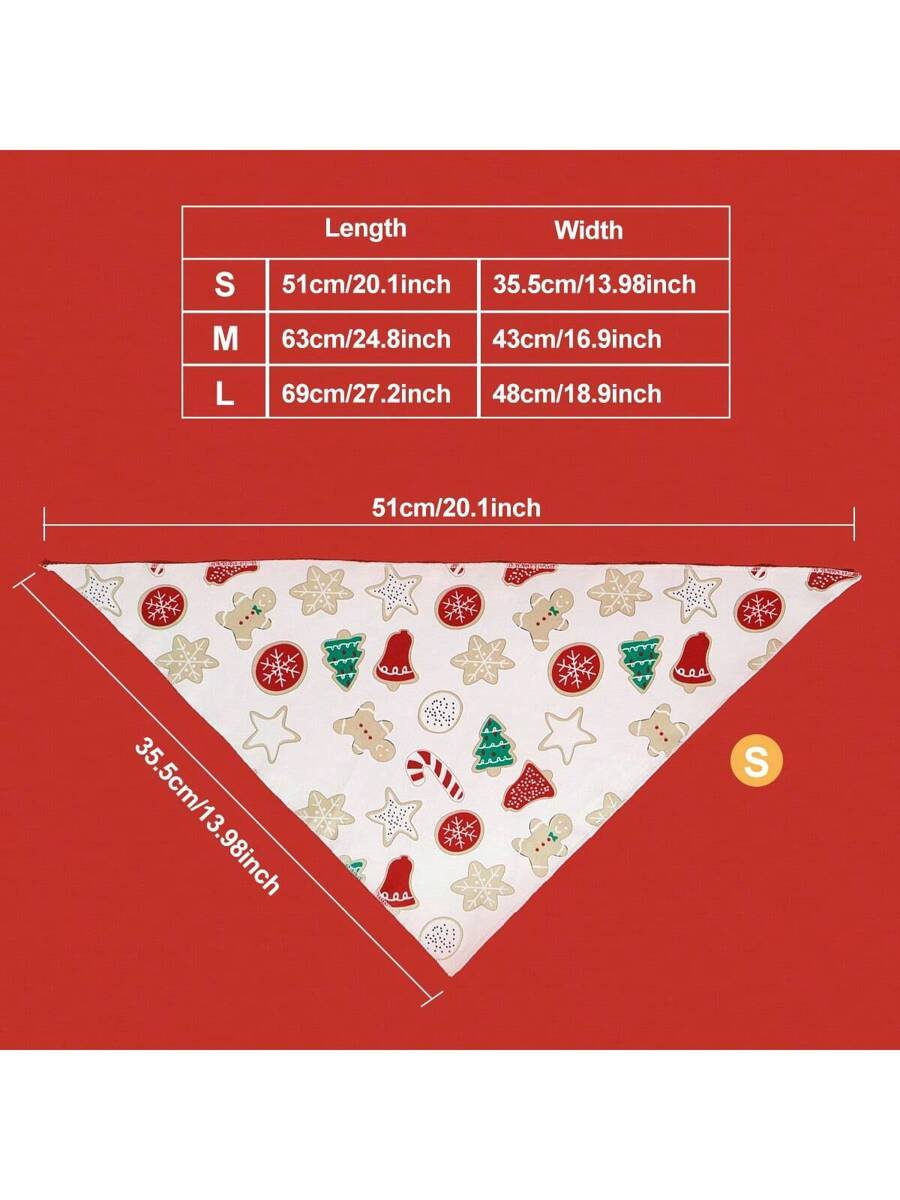 1pc Pet Christmas Deer Gingerbread Print Bib Bandana, Suitable For Cats & Dogs Christmas Holiday Decorative Costume
