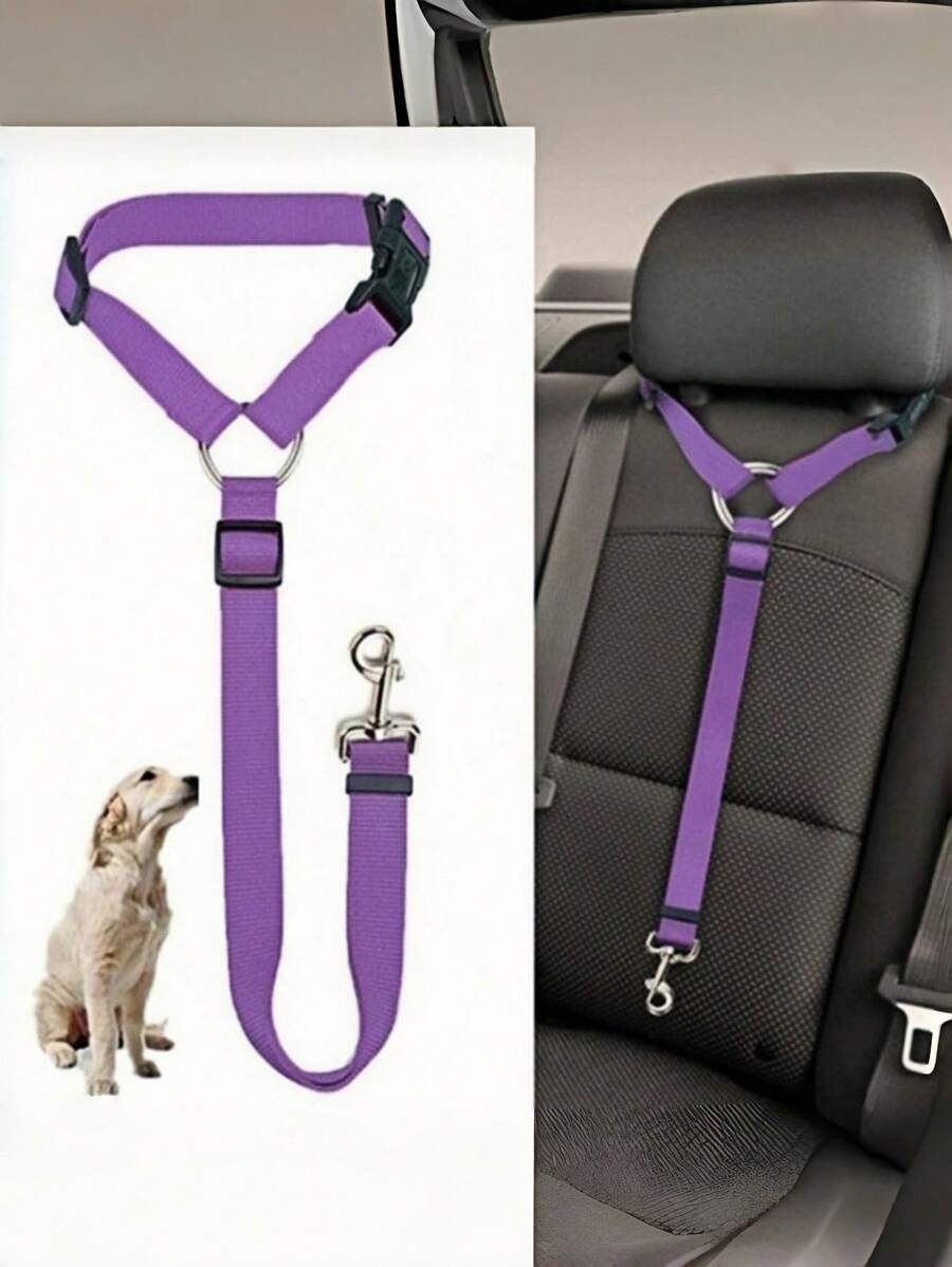 1PC Adjustable Pet Car Seat Belt - 6 Color Options, Durable & Easy To Wear Dog/Cat Harness For Vehicle Travel, Crash-Proof & Chew-Resistant Strap For Small/Medium/Large Pets