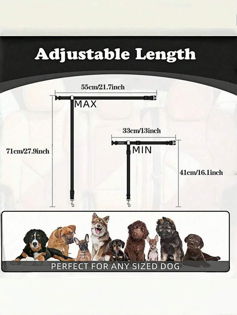 1PC Adjustable Pet Car Seat Belt - 6 Color Options, Durable & Easy To Wear Dog/Cat Harness For Vehicle Travel, Crash-Proof & Chew-Resistant Strap For Small/Medium/Large Pets