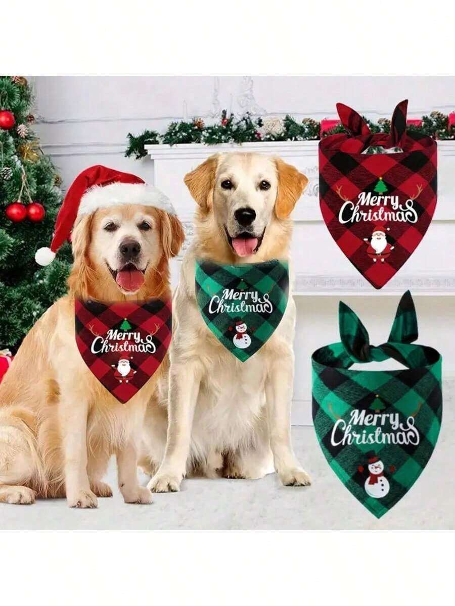 1pc Christmas Triangle Scarf, Suitable For Cats, Dogs, Pet Parties, New Year Celebrations, Christmas Decorations