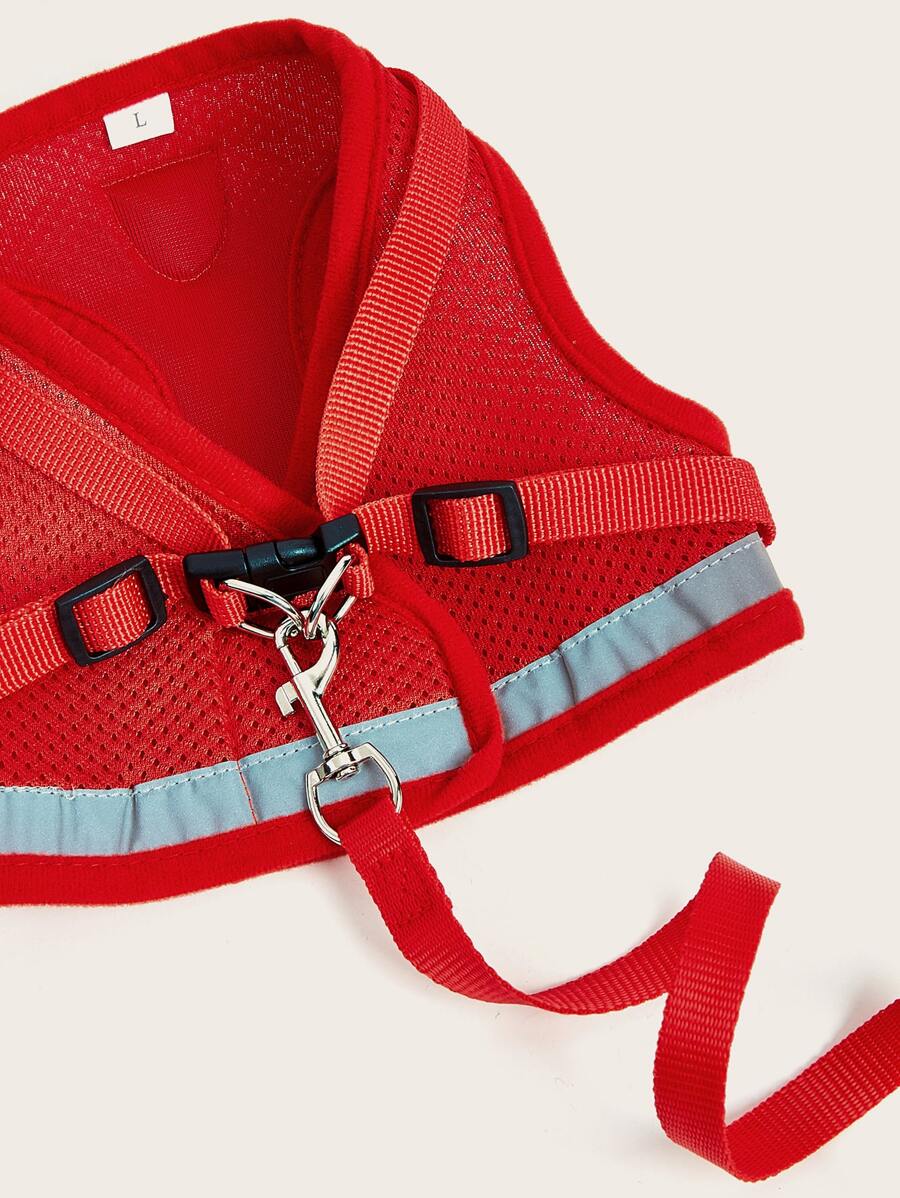 1set Breathable mesh with reflective strips pet Leash & Harness Set for outdoor