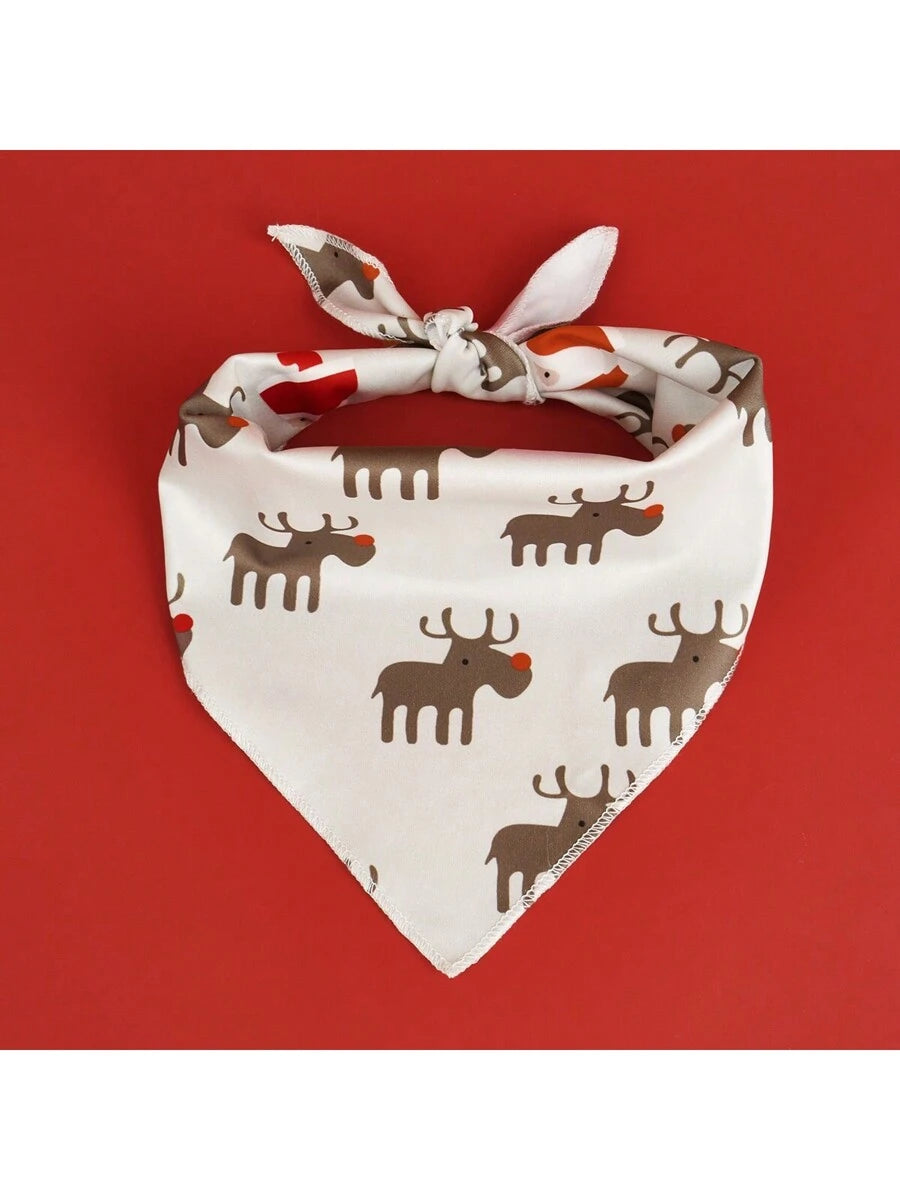 1pc Pet Christmas Deer Gingerbread Print Bib Bandana, Suitable For Cats & Dogs Christmas Holiday Decorative Costume