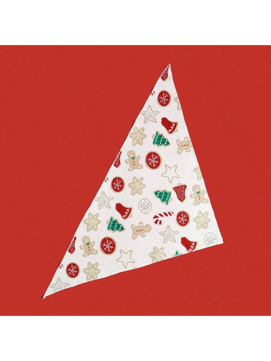 1pc Pet Christmas Deer Gingerbread Print Bib Bandana, Suitable For Cats & Dogs Christmas Holiday Decorative Costume