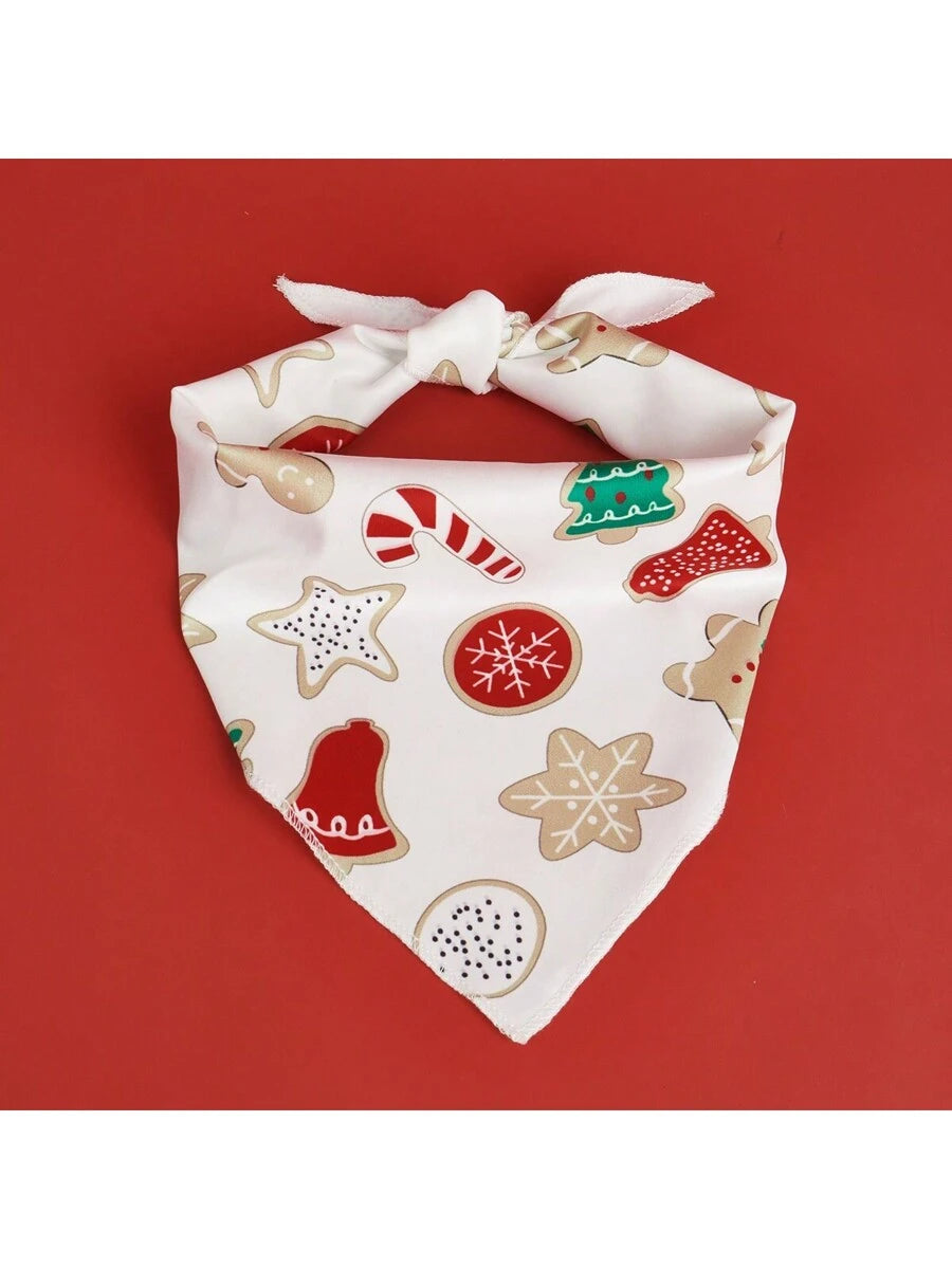 1pc Pet Christmas Deer Gingerbread Print Bib Bandana, Suitable For Cats & Dogs Christmas Holiday Decorative Costume