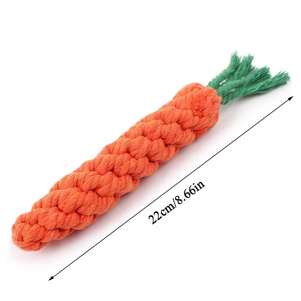 1Pcs Carrot Dog Bite Rope Pet Dog Toys Safe Durable Braided Bite Dog Chew Toys Resistant Puppy Molar Cleaning Teeth Cotton Rope